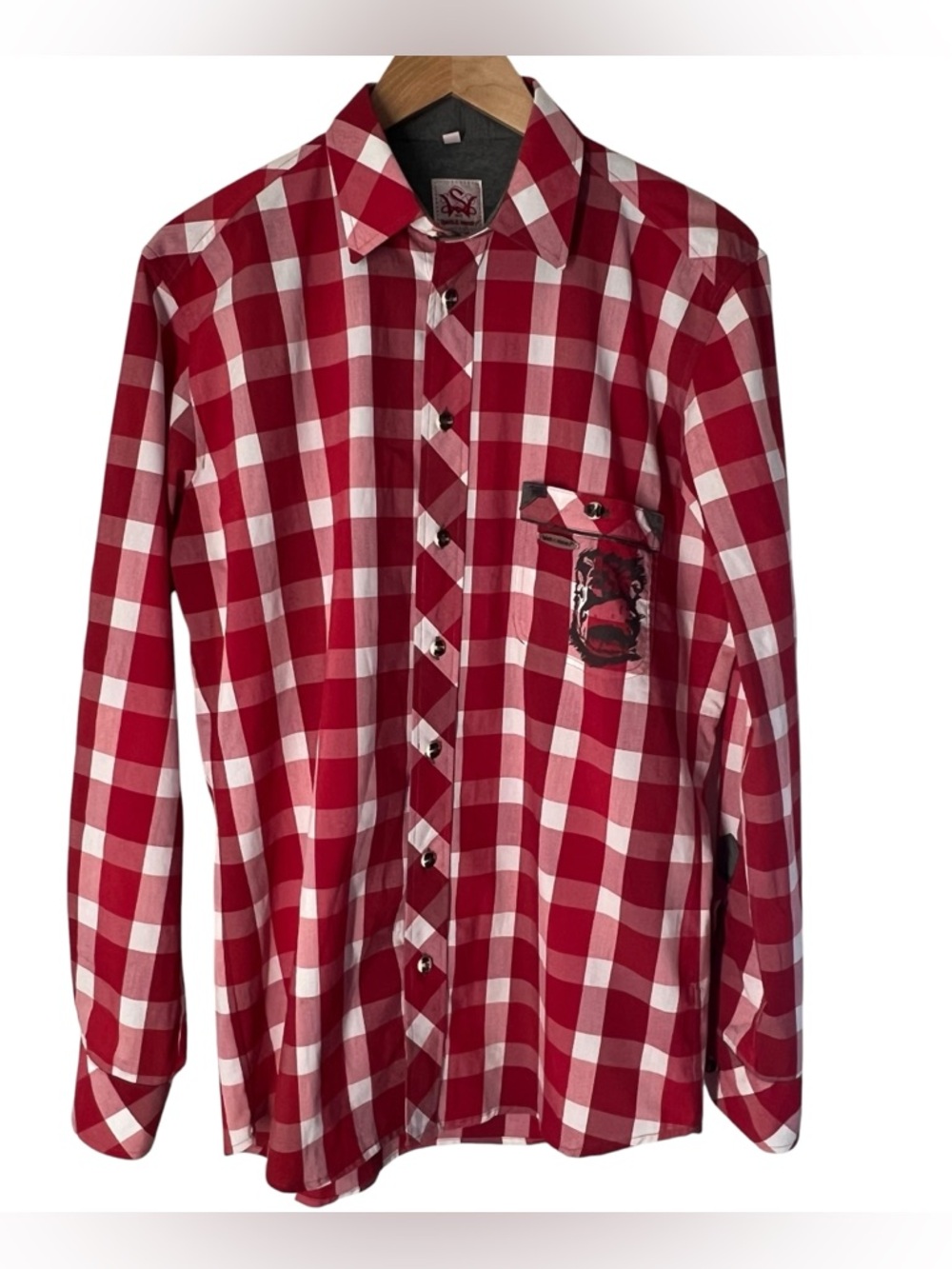 Spieth & Wensky Shirt Mens Medium Red White  Slim Fit Long Sleeve